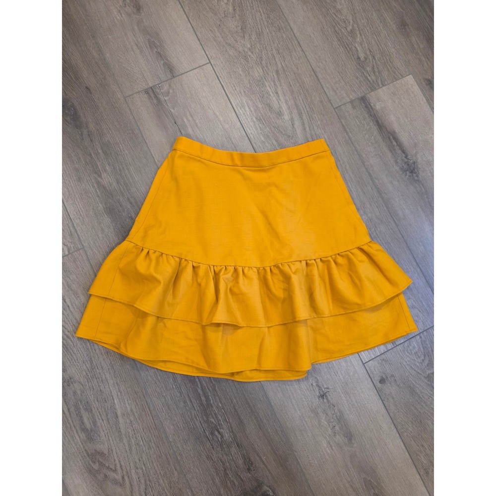 J. Crew Women's Size‎ 2 Wool Flannel Ruffle Skirt in Bronzed Topaz Preppy Fall - Picture 2 of 4